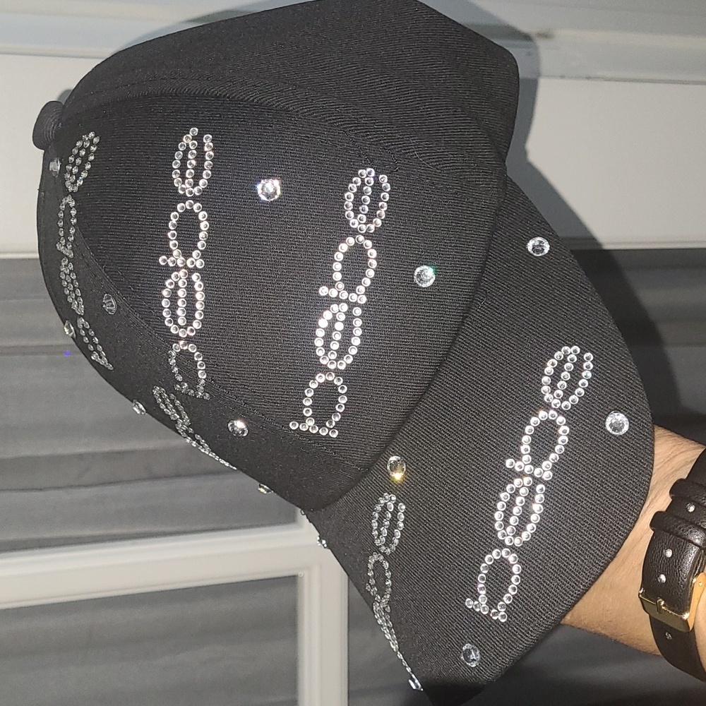 Bebe Black Rhinestone Cap - OSFM - Picture 4 of 11